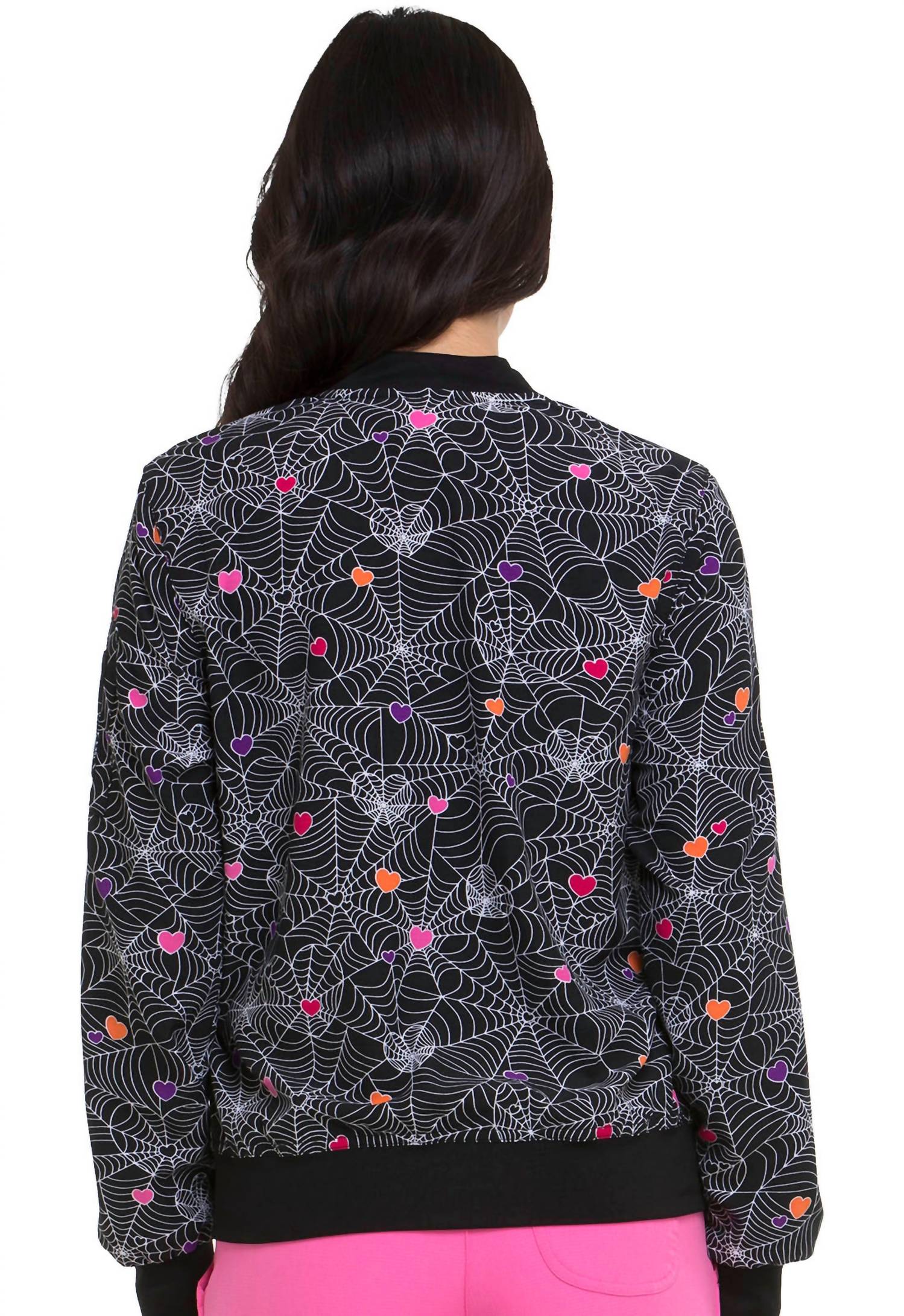 HeartSoul Wicked Cute Bomber Jacket in wicked cute webs - women's jacket - detail view