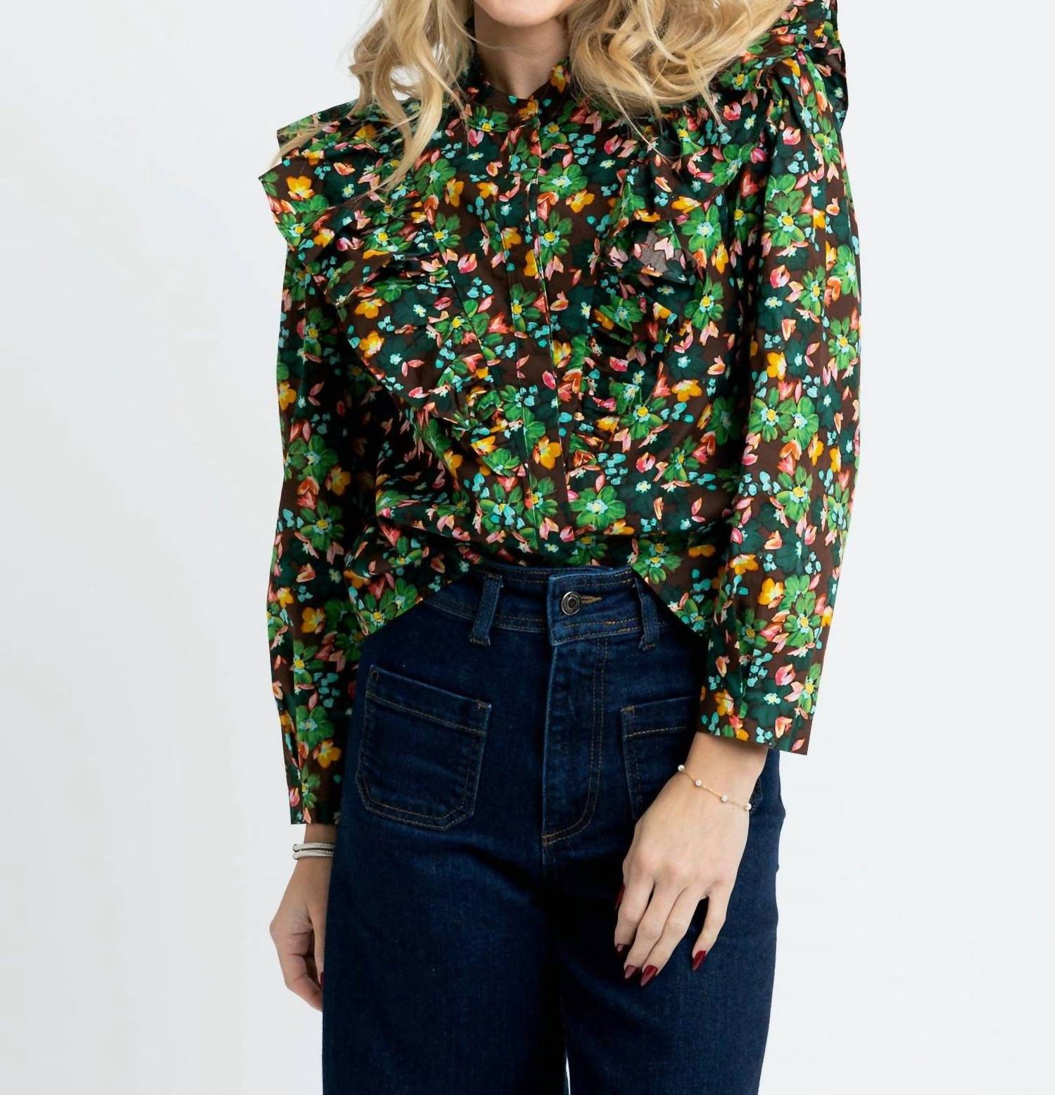 Karlie - Floral Ruffle Button Up Top