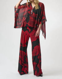 Joseph Ribkoff - Abstract Print V-neck Poncho Top