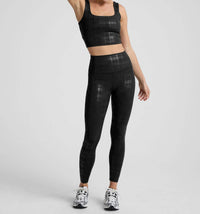 BEYOND YOGA High Waisted Midi Legging in plaid foil black - women's pants
