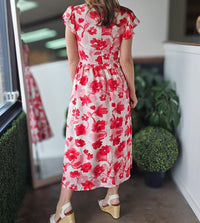 In February Lana Dress in vibrant red - women's dress - detail view