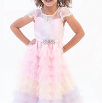 Rare Editions - toddler girls short sleeve tiered ombre party dress