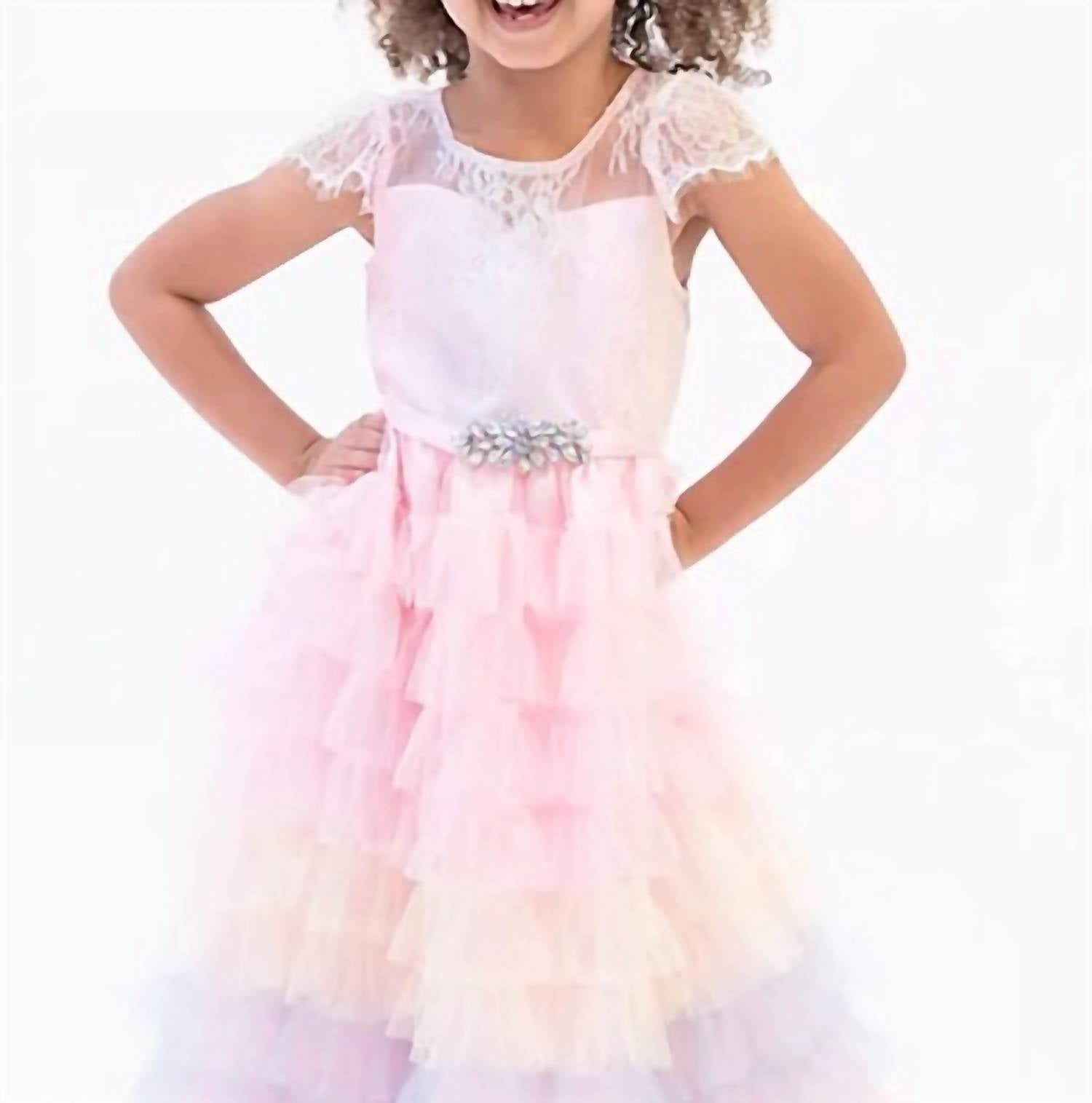 Rare Editions - toddler girls short sleeve tiered ombre party dress