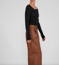 Nonchalant Label Maple Asymmetrical Long Sleeve Top in black - women's long sleeve top - view 4