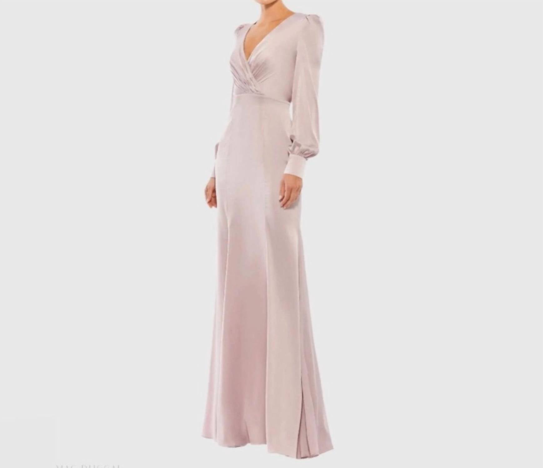 Mac Duggal - Ruched Bishop Sleeve Gown