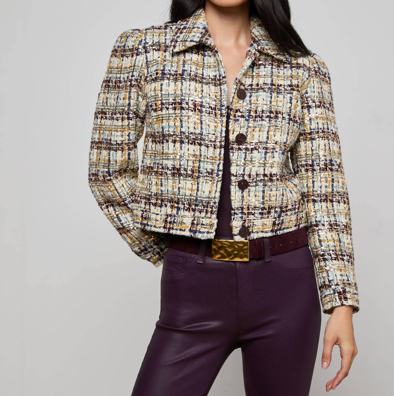 L'Agence - Kasey Sequined Tweed Jacket
