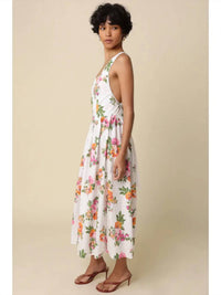 Olivaceous - Floral Cross-back Maxi Dress