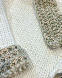 Gita - Boy's 2pc Sweater With Soft Green/beige Tweed Collar & Cuff With Hat