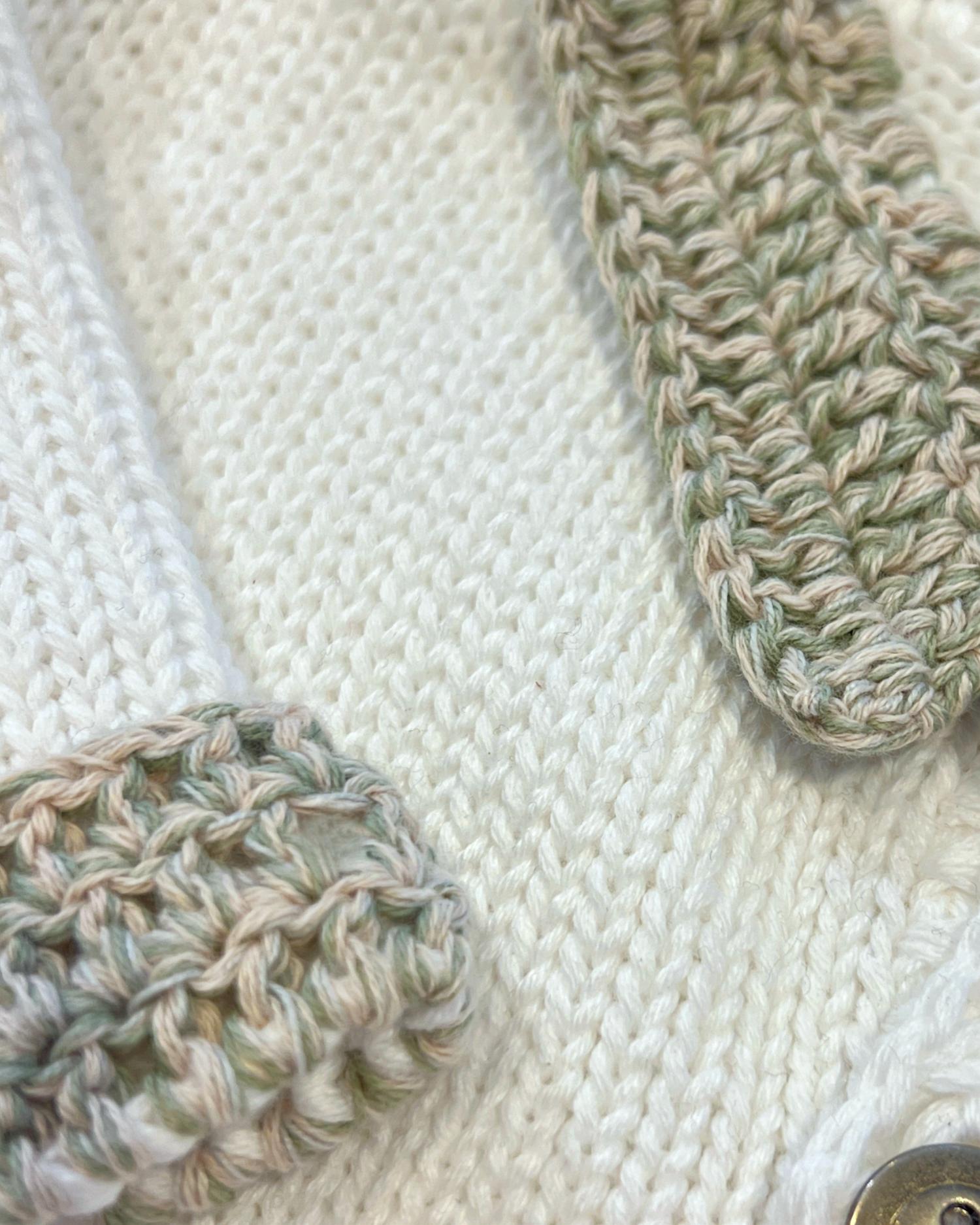 Gita - Boy's 2pc Sweater With Soft Green/beige Tweed Collar & Cuff With Hat