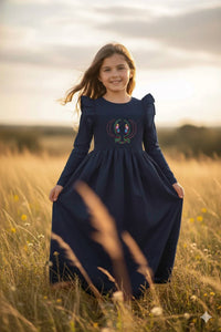 Nipoti - Girls Hand-embroidered Cotton Maxi Dress