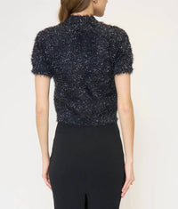 Central Park West - Collette Eyelash Lurex Cap Slv Crew Top