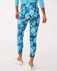 Lilly Pulitzer Weekender High Rise Midi Upf 50+ Leggings in low tide navy crossgrain seashell splendor - women's pants - alternate view