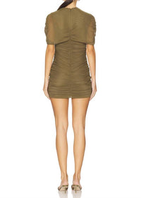 Amanda Uprichard Evianna Mini Dress in olive - women's dress - alternate view