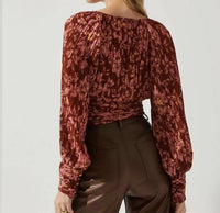 Astr - Pernille Pleated Floral Puff Sleeve Top