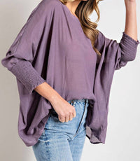 Ee:Some - Dolman With Smocked Cuffs Top
