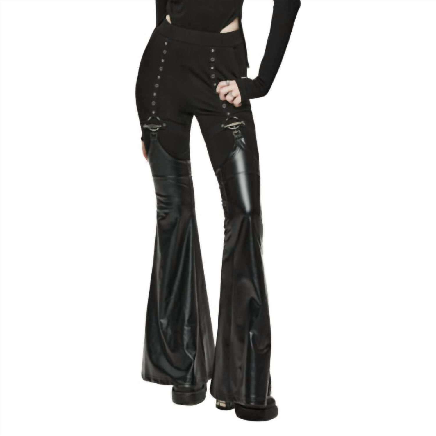 Punk Rave - Punk Leggings With Detachable Pu Leather Leg Gaiters