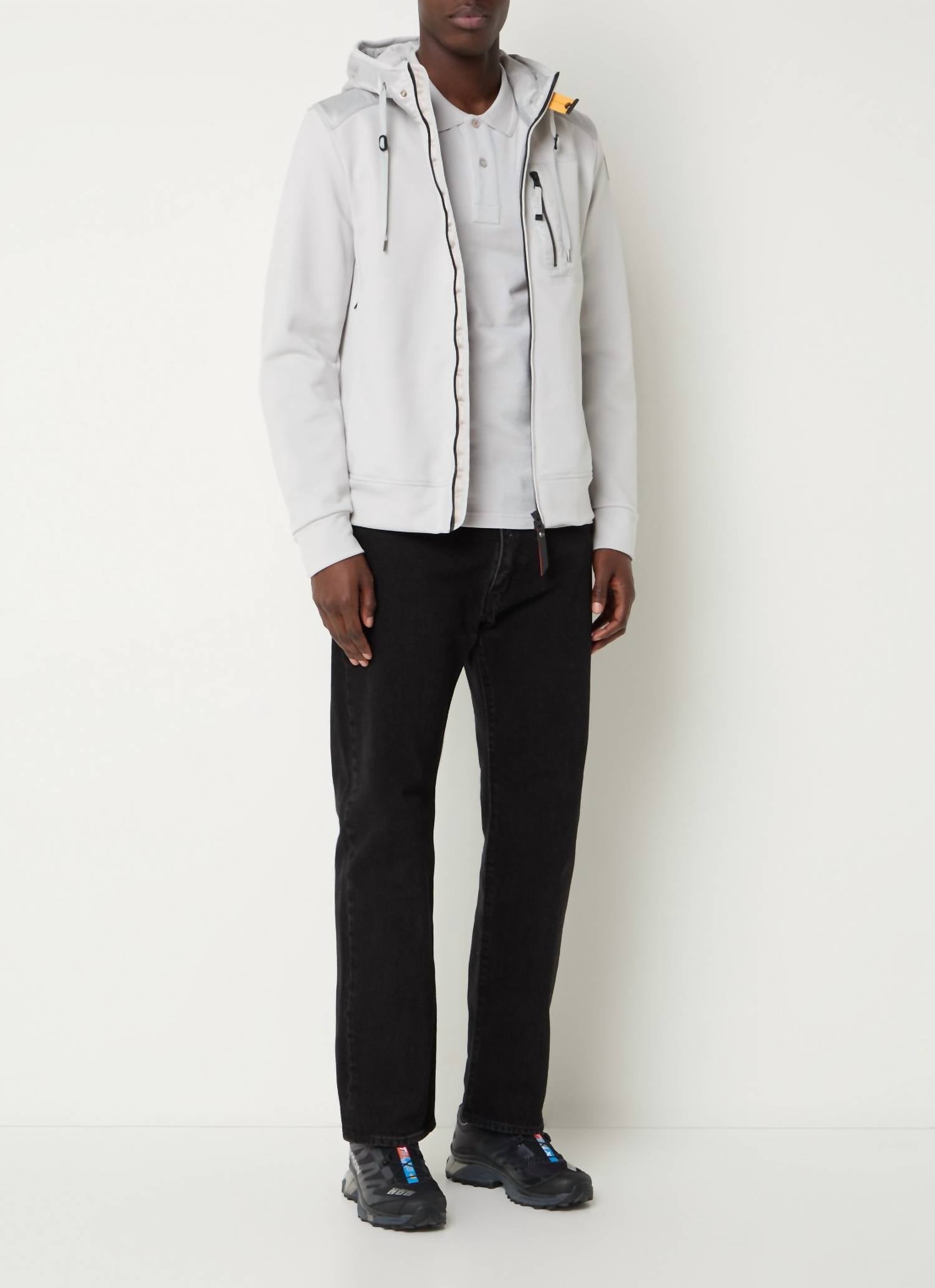 PARAJUMPERS Marcel jacket with hood and chest pocket in light gray - men's jacket - alternate view