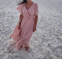 Bluivy - Flowy Wrap Tiered Maxi Dress