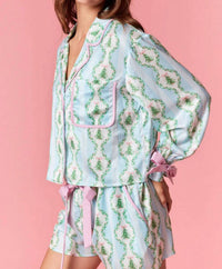 Peach Love - Under The Tree Satin Christmas Pajama Set