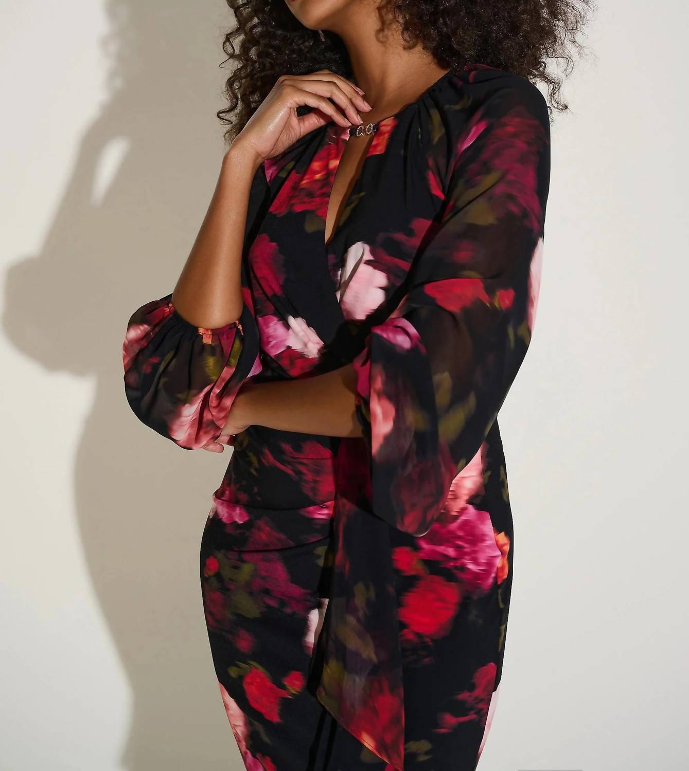 Joseph Ribkoff - Floral Chiffon Puff Sleeve Sheath Dress