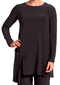 Sympli Women's Chop Tonic Top in black - women's long sleeve top
