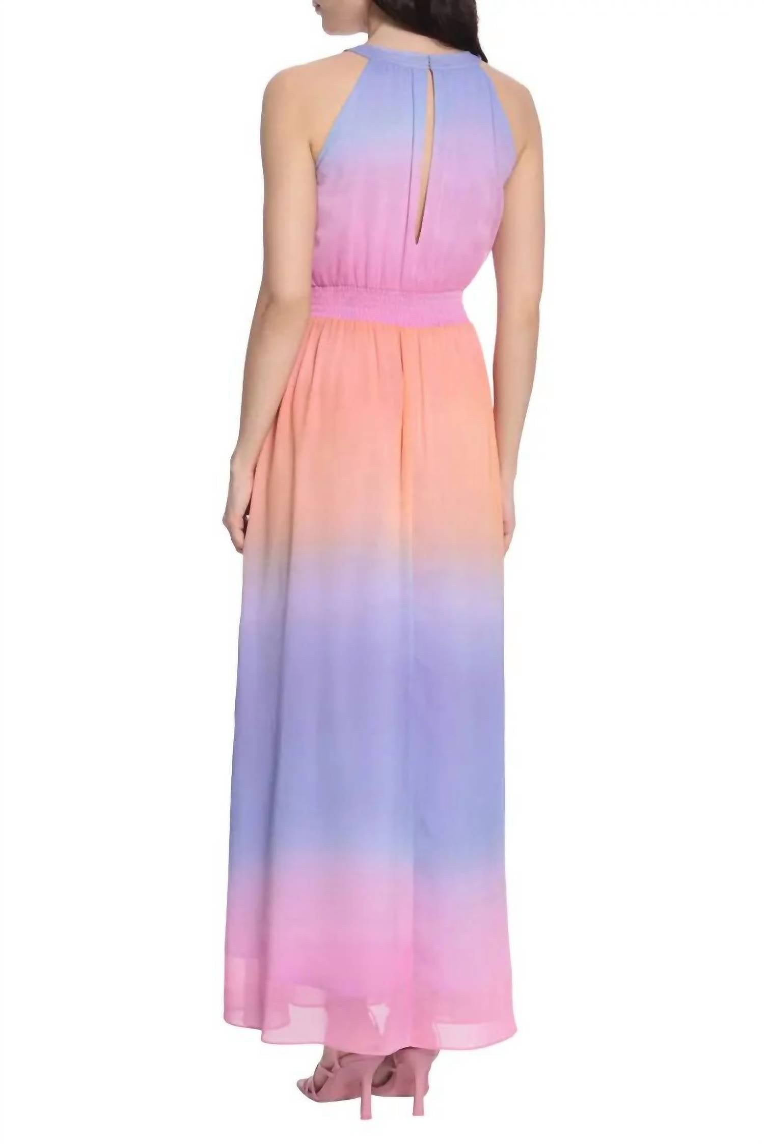 Donna Morgan - Halter Neck Sleeveless Long Chiffon Dress