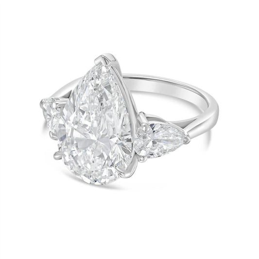 Diana M Jewels - Lab-grown Pear-shaped Diamond Three-stone Ring With 6.00 Ct Center And 0.70 Ct Side Stones