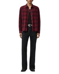 John Varvatos Dario Brushed Plaid Shirt in pomegranate - men's shirt - alternate view