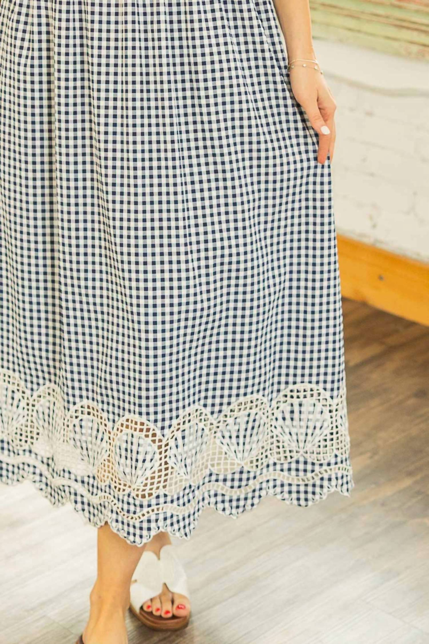 Jodifl - MARGARET SHELL EMBROIDERED GINGHAM MIDI DRESS