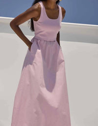 Lilla P - Mixed Media Scoop Neck Dress