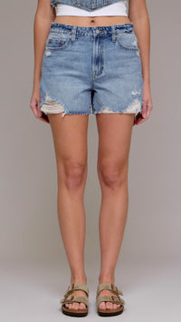 Hidden - High Rise Distressed Shorts