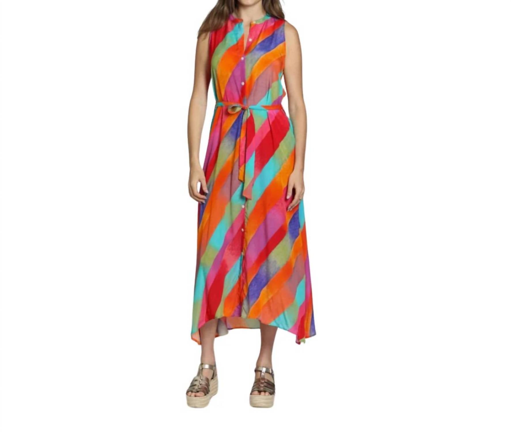 Apny - Sleeveless Button-down Maxi Dress