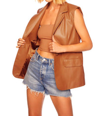 Susana Monaco - Faux Leather Collar Vest