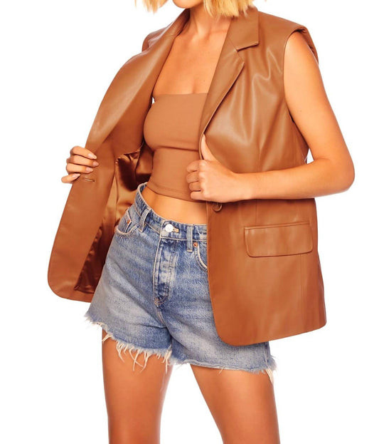 Susana Monaco - Faux Leather Collar Vest