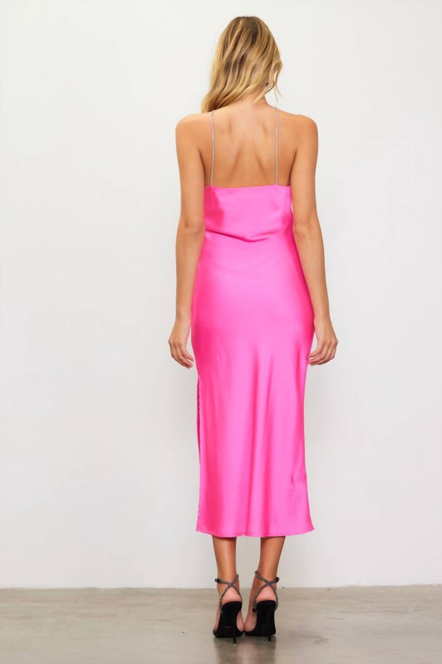 Skies Are Blue - Vanessa Diamante Strap Satin Slip Dress