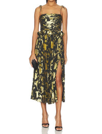 ASTR Emerys Midi Dress in black gold - women's dress