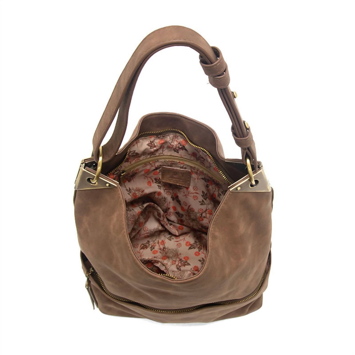 Joy Susan Women's Darcy Pocket Bucket Bag in pecan - women's bag - detail view