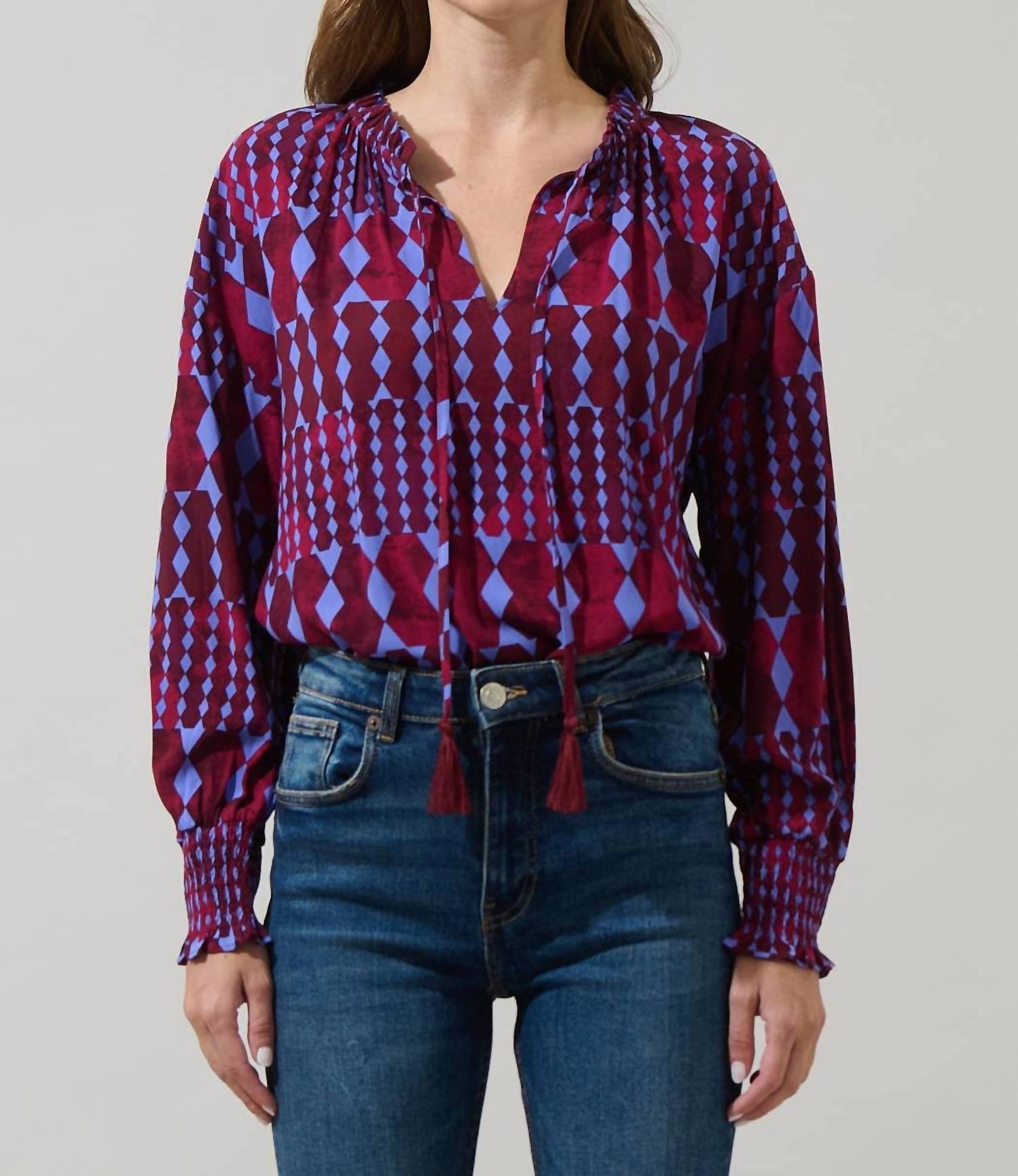 Sugarlips - Ramsay Abstract Weylin Split-neck Blouse