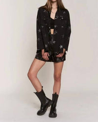 J.Nna - Star Print Waist Shirring Jean Jacket