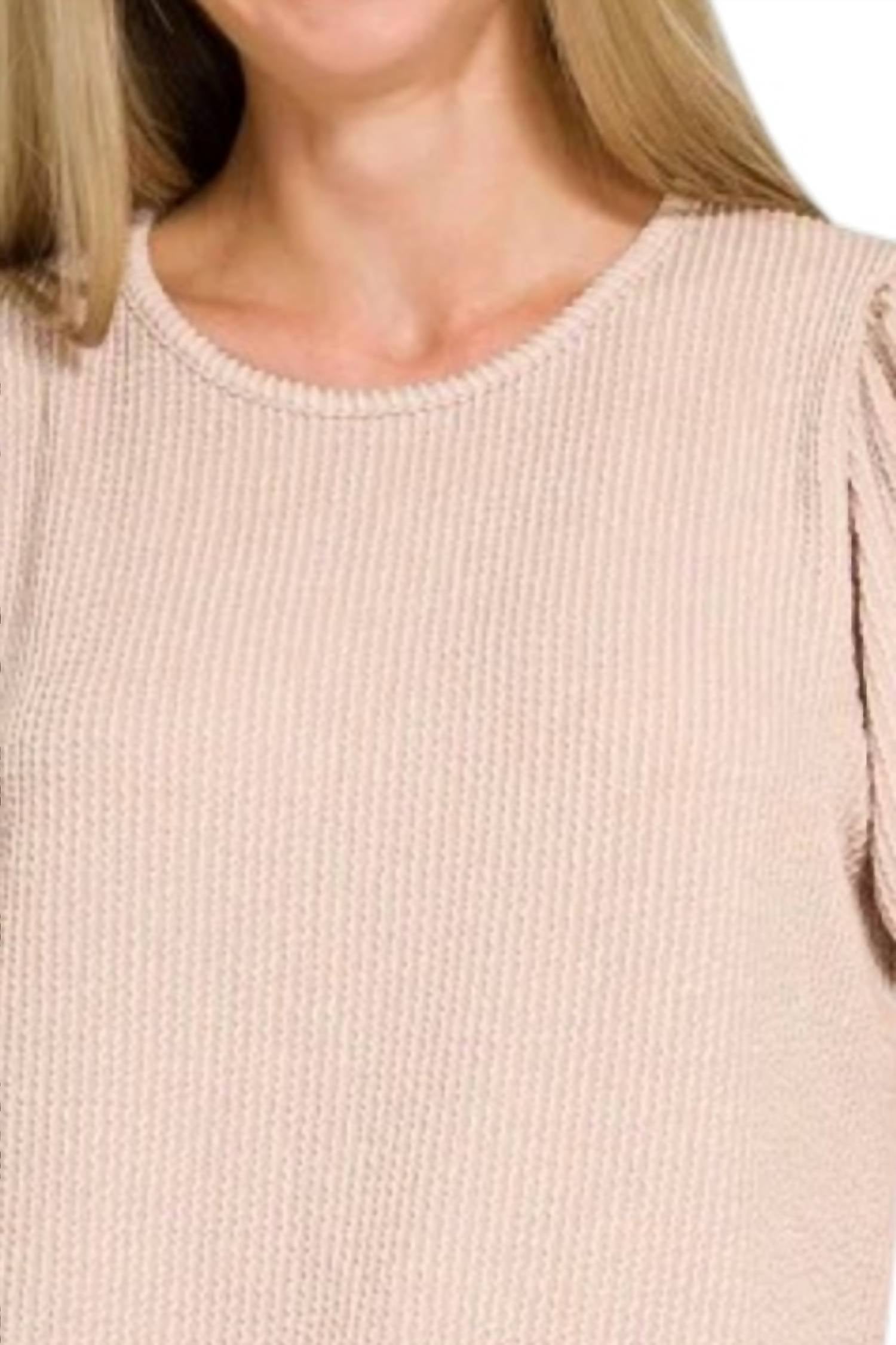 Zenana - Puff Sleeve Corded Shirt