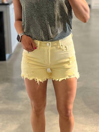 Risen - High Rise Distressed Detail Shorts