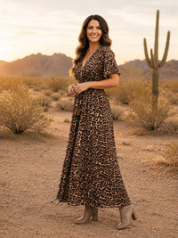 Vine & Love - V-neck Dolman Design Maxi Dress