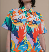 LĀU Peppe Printed Cotton Shirt in macarena luzi - women's shirt - view 4