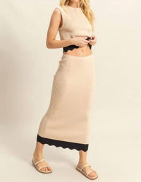 Hyfve - Contrast Hem Top And Maxi Skirt Set