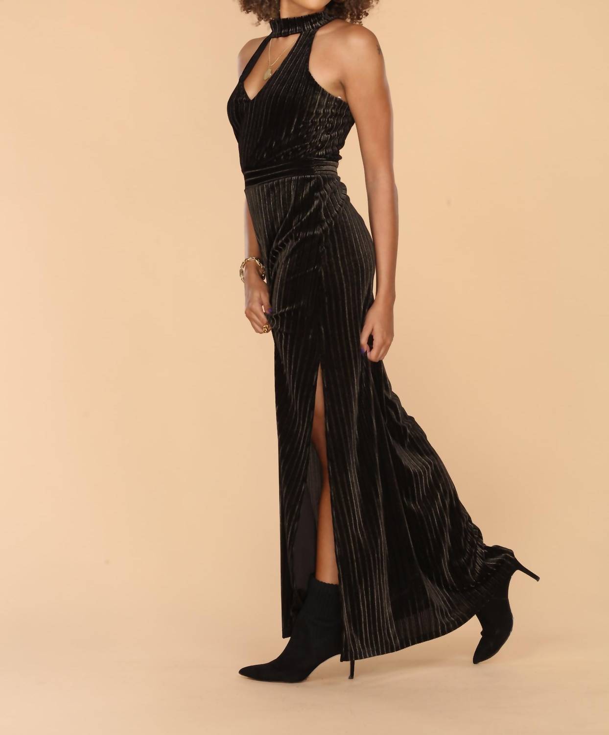 Dassia Velvet Halter Maxi Dress