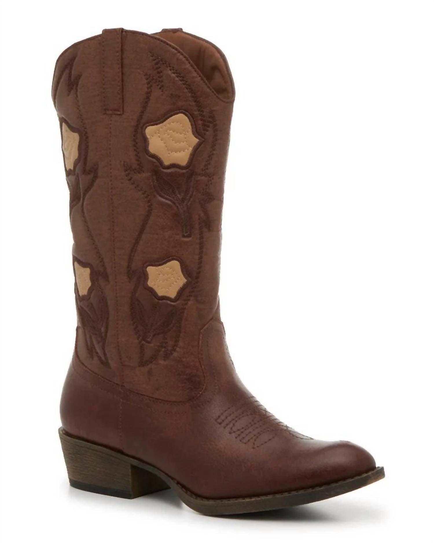Matisse Women's Patsy Floral Embroidery Boot in tan - women's shoe