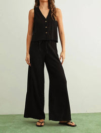 Miou Muse - Textured Wide-leg Pant