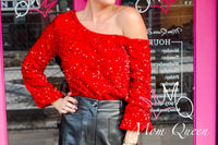 Hiddenbrand - Off The Shoulder Sequin Blouse