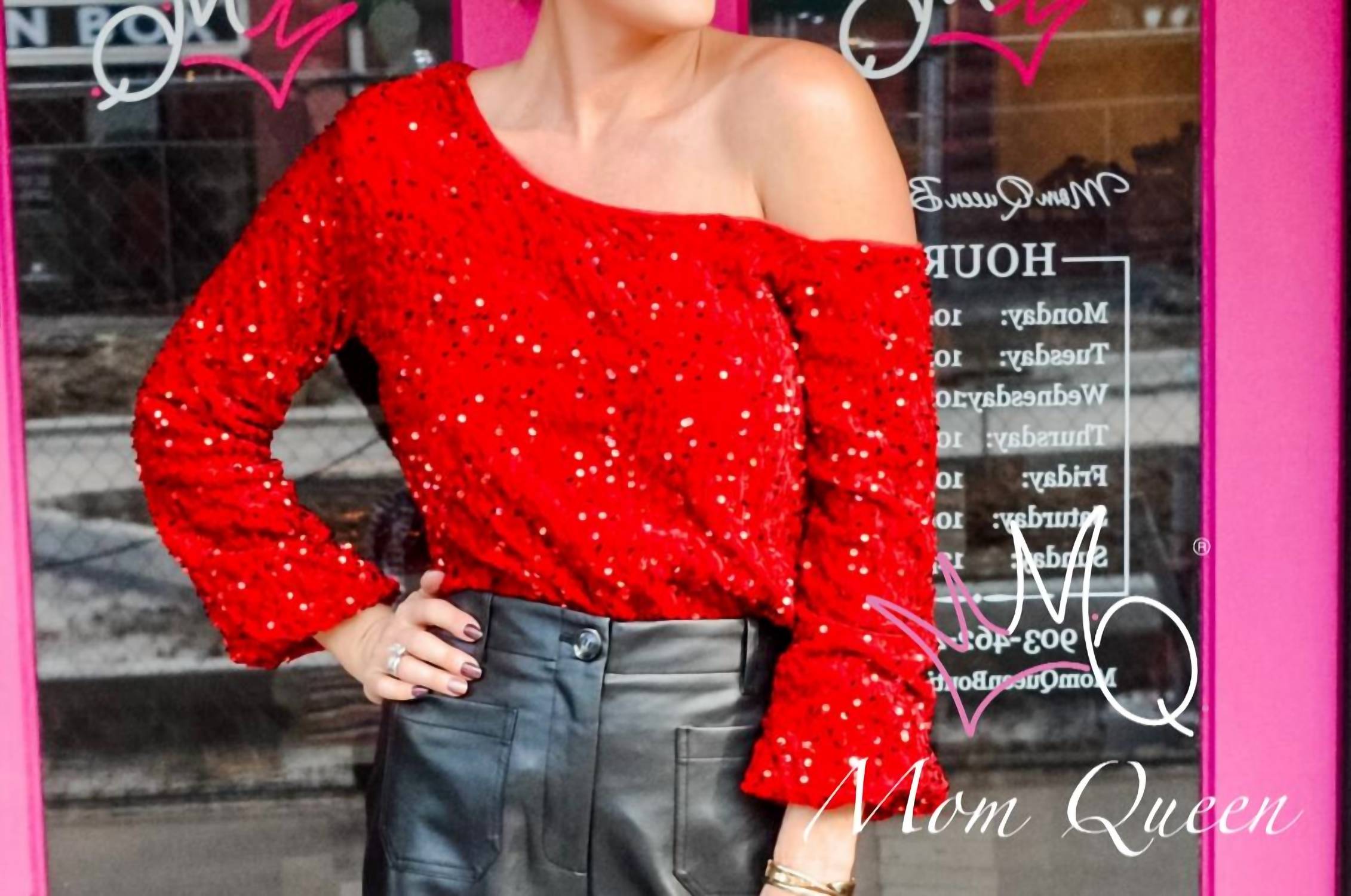 Hiddenbrand - Off The Shoulder Sequin Blouse