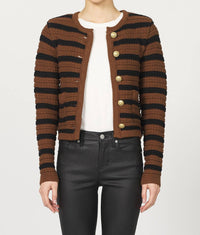 DEAR JOHN DENIM Women's Cambria Striped Cardigan Sweater in brown black - women's sweater